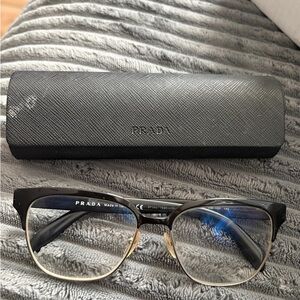 Prada Black and Gold Frame Glasses